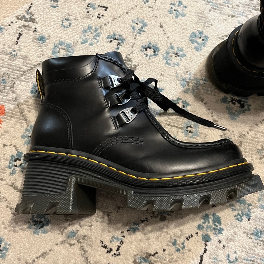 Dr. Martens Black Corran 3-Eye Atlas Leather Heeled Boots - Picture 11 of 17